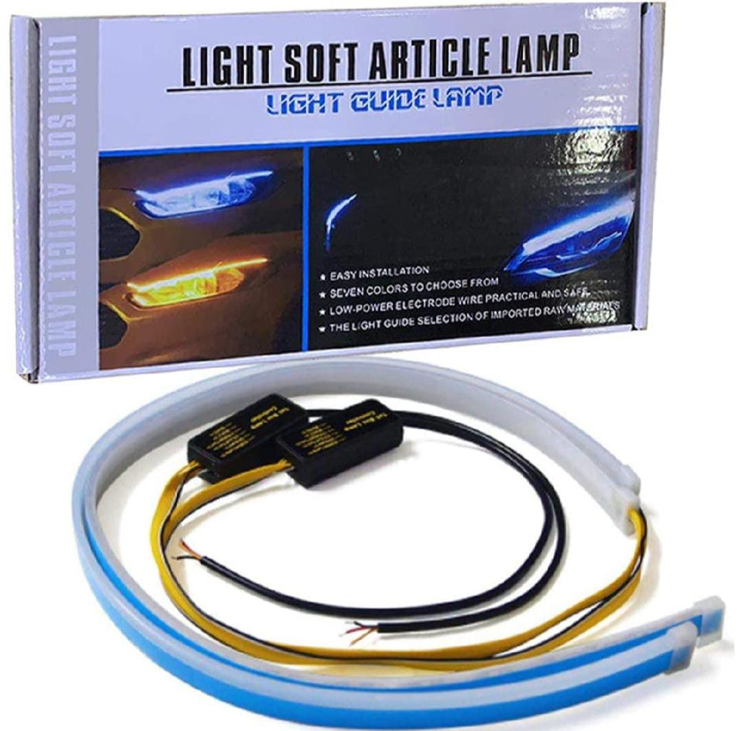 2PCS DRL LED Strip Light for Car | Universal 60cm Waterproof Flexible LED Bulbs - 12V