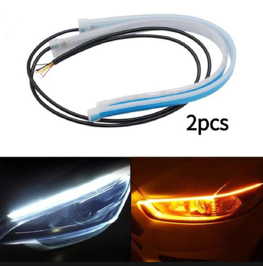 2PCS DRL LED Strip Light for Car | Universal 60cm Waterproof Flexible LED Bulbs - 12V